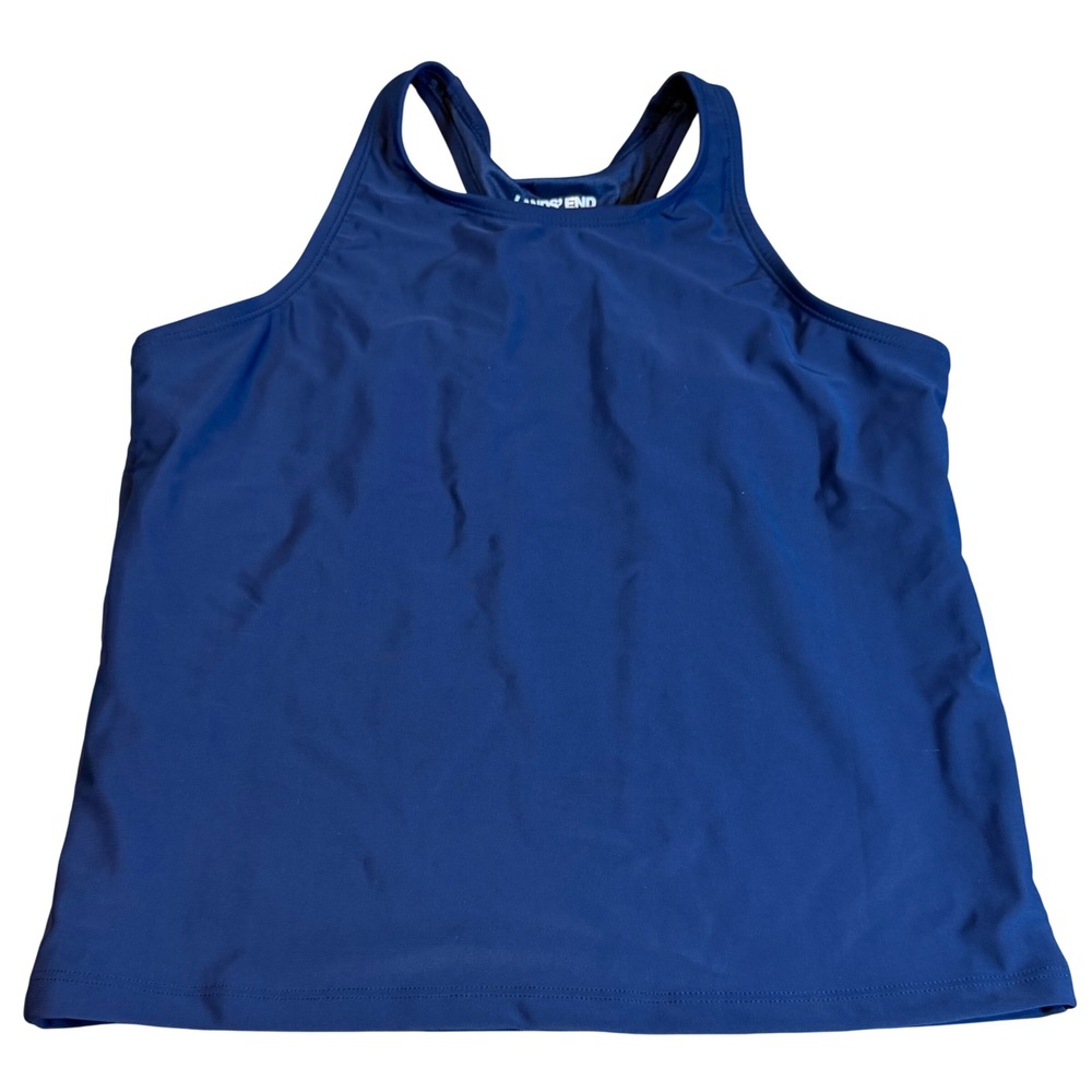Lands End Girls Deep Sea Navy Racerback Tankini Swim Top XL 14-16 LK000360AC